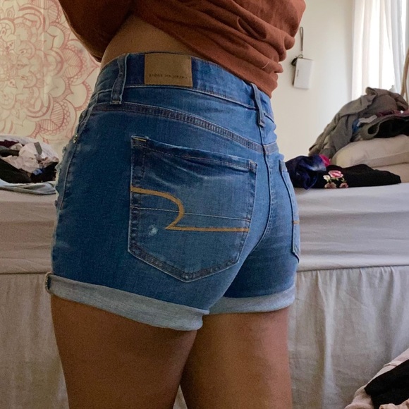 American Eagle Outfitters Pants - Blue denim, ripped shorts